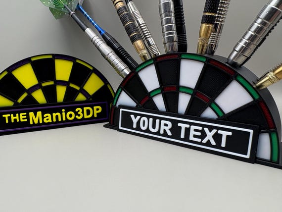 Customizable Name Personaliz -3 - 6 - 9 - 12 slots Dartboard -  Mini Dart Holder Station - Dart Holder - 2 color versions