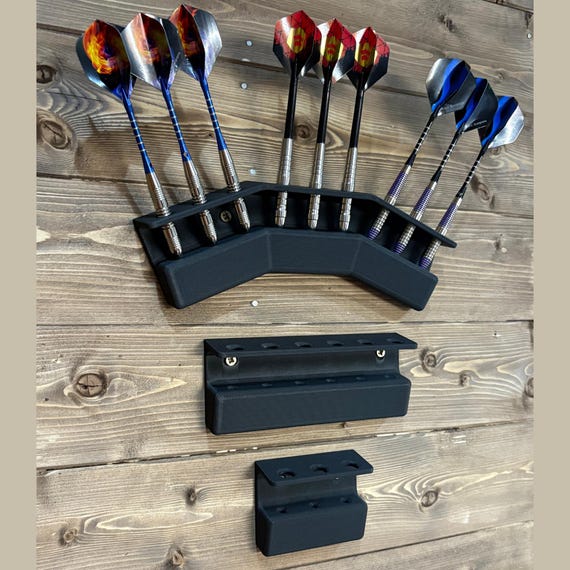 Wall Mounted Dart Holder 3 - 6 - 9 : Matte Black PLA-CF, Handmade in UK