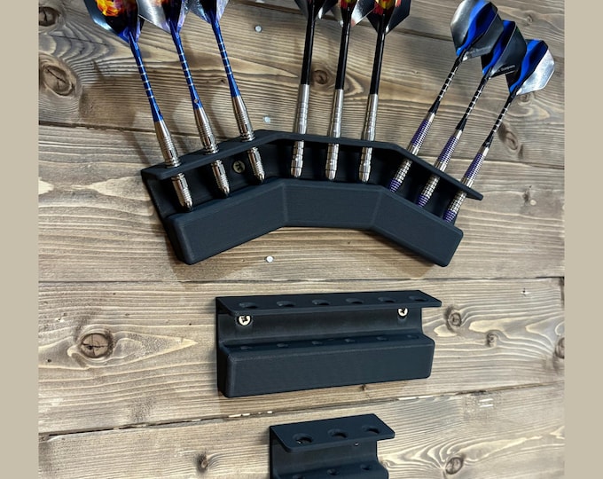 Wall Mounted Dart Holder 3 - 6 - 9 : Matte Black PLA-CF, Handmade in UK