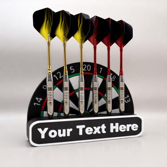 Dart Holder – Personalised Wall Mounted 3- 6 Dart Display Stand, Dartboard Design Gift for Dad, Man Cave Decor
