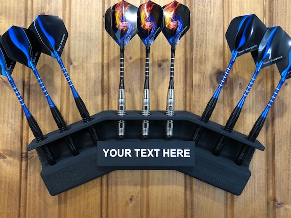Wall Mounted  3 - 6 - 9 Darts Display - Customizable Name - Personaliz