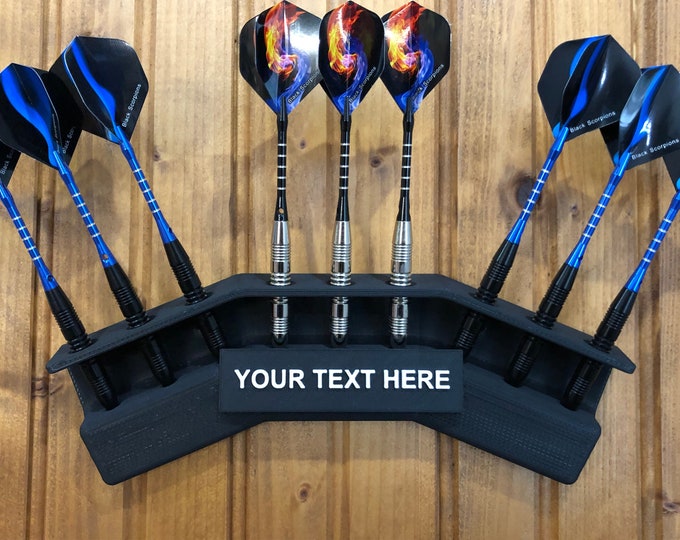 Wall Mounted  3 - 6 - 9 Darts Display - Customizable Name - Personaliz