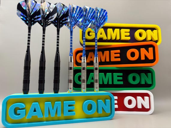 6 slots Darts Stand -Dart Holder - Game ON - Custom Colors- New Classic Design - M3 tape and screws included for optional wall installation