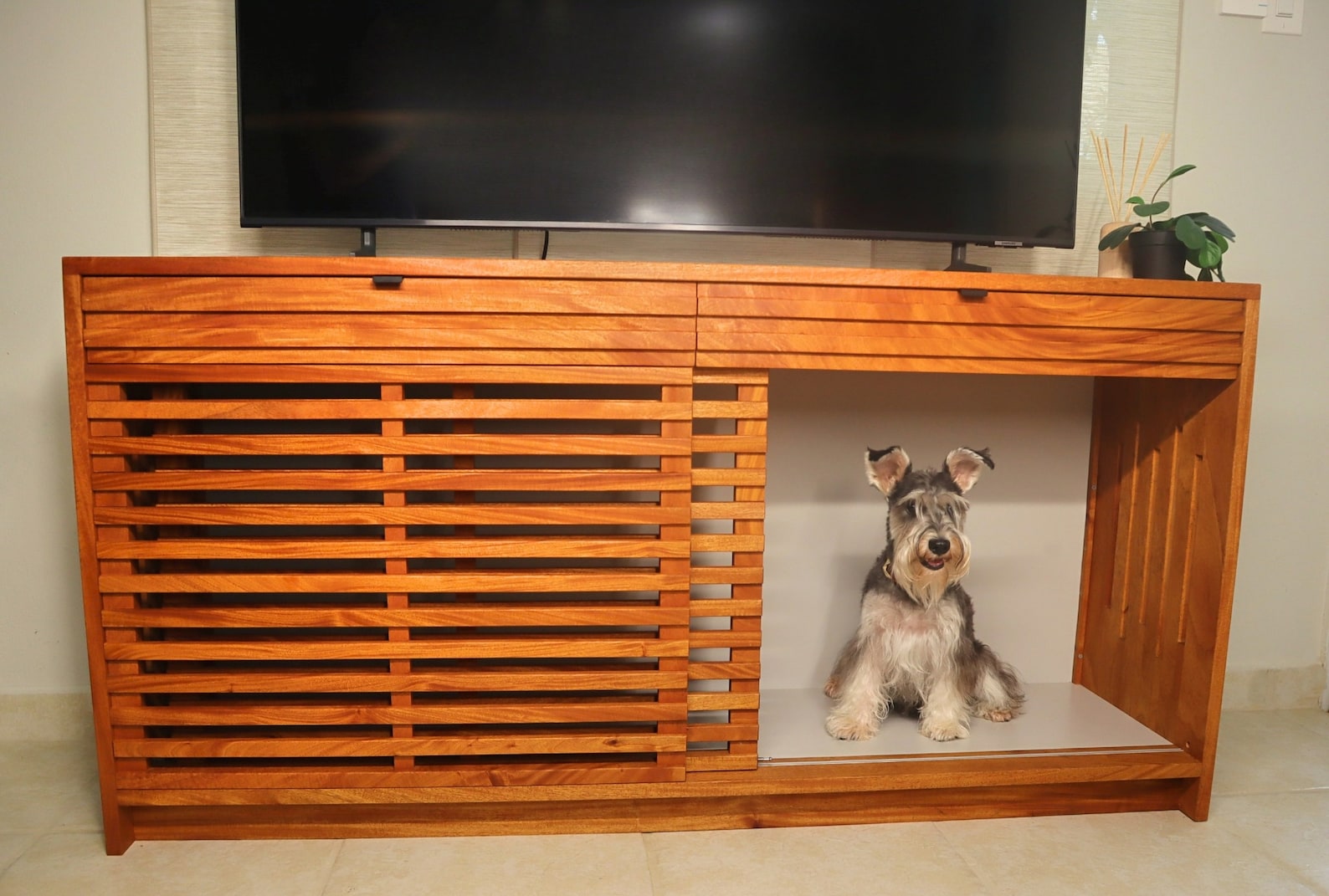 Image showcasing Modern Dog Crate Credenza, Made With Local Hardwood - Etsy