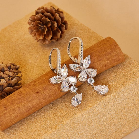 Elegant Butterfly Drop Earrings, S925 Sterling Silver Gold