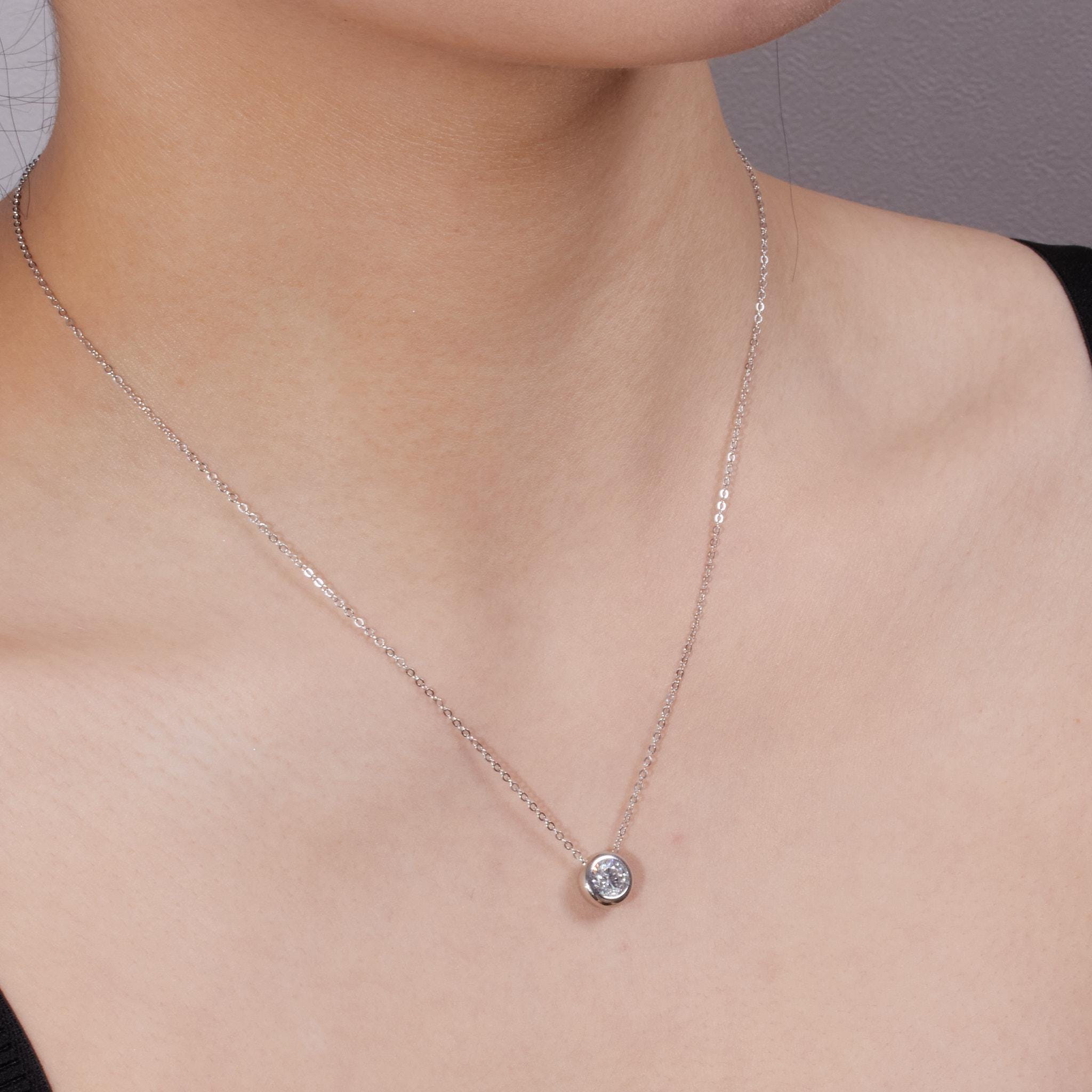 1 Carat Round Brilliant Cut D Color Moissanite Pendant  1ct D Color Moissanite Solitaire Necklace 925 Silver ✨ main image 1