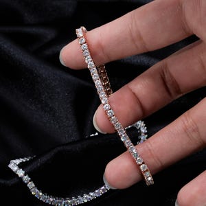 Full Moissanite 4-Prong Tennis Bracelet | 925 Sterling Silver | 6.5 Inch Sparkling Jewelry | Dazzling Gift | Luxury Gift for Her