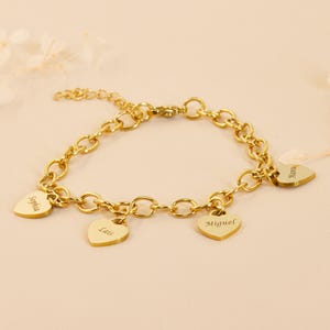 Stainless Steel Custom Name Necklace, Personalized Engraved Heart Bracelet, Gold Silver Rose Gold Jewelry, Gift for Women and Girls