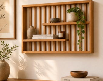 Modern Slatted Wall Shelf