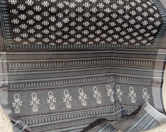 Cotton Linen Saree, fall beading done