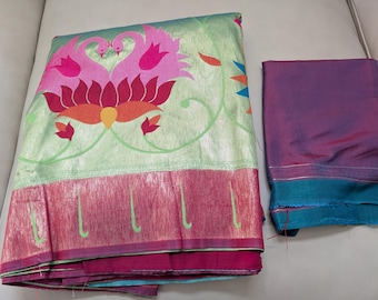 Paithani Silk with jaal design and Munia border saree