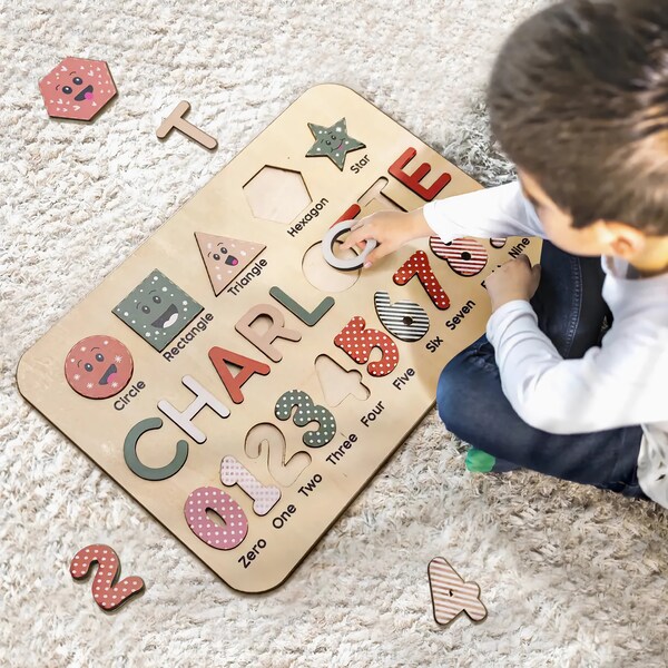 Custom Name Puzzle - Baby Boy Gift - Personalized Busy Board Puzzles - Wooden Puzzle - Wooden Toys - Wooden Personalized Name Puzzles