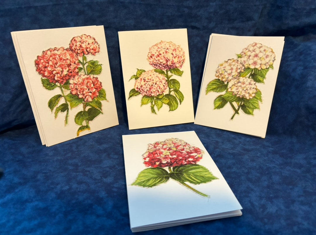 Handcrafted Pink Hydrangea Blank Cards With Handcut Fabric - Etsy Australia
