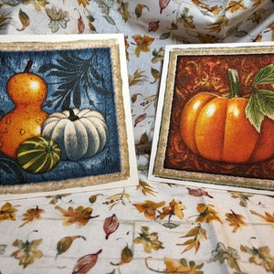 Cartes de citrouilles et de courges d'automne fabriquées à la main, vierges à l'intérieur.  Idéal pour les anniversaires, l'Action de grâces, le rétablissement, les remerciements, une pensée pour vous, etc.