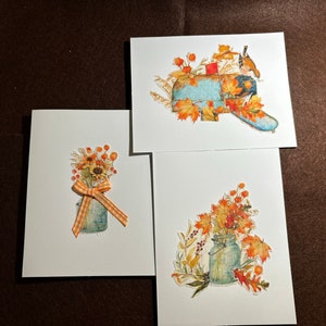 Feito à mão, em branco por dentro, para todas as ocasiões, cartões de tecido de outono. Folhas de outono, girassóis, pássaros. Aniversário, melhoras, obrigado, pensando em você.