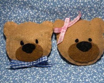 Handmade teddy bear lavender sachet (w/ real lavender buds) for baby shower favors or baby/child gift. Custom color bows or bears available