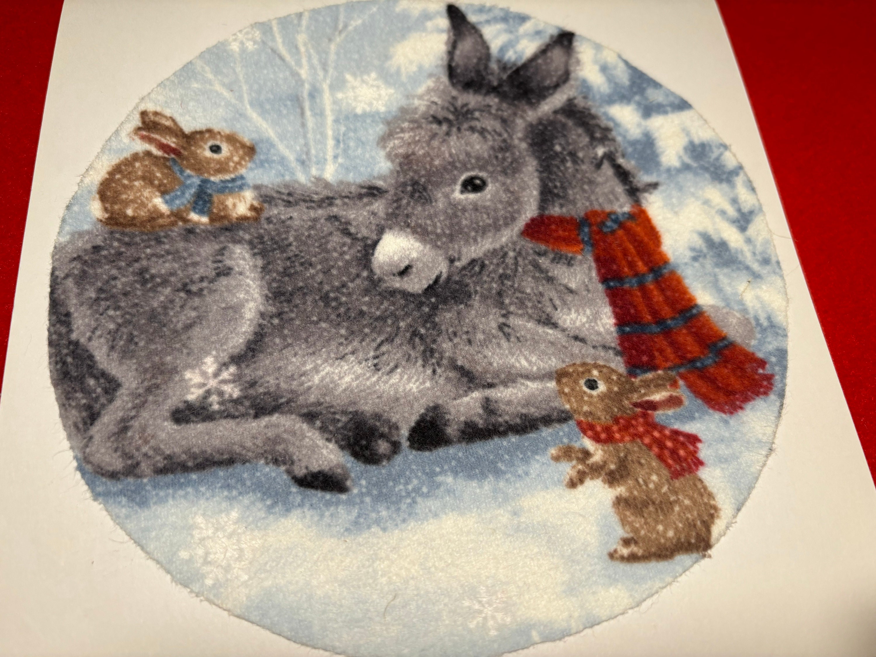 Nigel Quiney Weihnachtskarte – Eselfamilie Im Schnee, Mit Folienprägung, 228x160 Mm, Umweltfreundlich, Aus Großbritannien