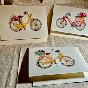 Handgemaakt voor alle gelegenheden, blanco van binnen, wenskaarten met fietsen en manden met bloemen. Verjaardag, bedankt, ik denk aan je, beterschap