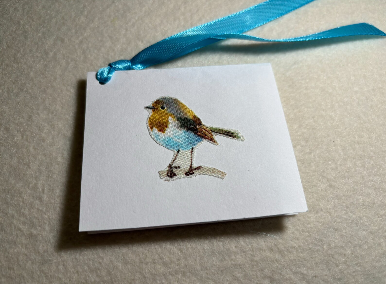 Fabric Bird Embellished Gift Tags With Ribbon. Blank Inside. Pack of 6 ...