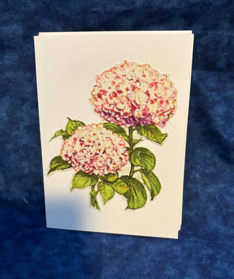 Handcrafted Pink Hydrangea Blank Cards With Handcut Fabric - Etsy Australia