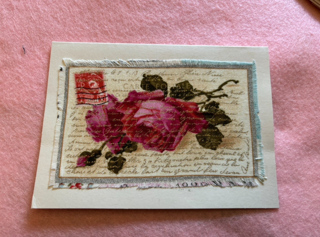Postcard Note Card Handcrafted, French Themed, Blank, Rose Postcard Themed Card/notecard ...