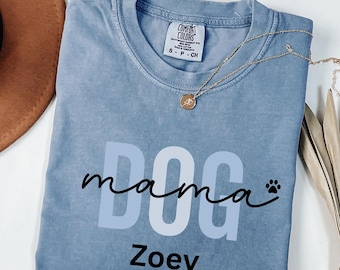 Comfort Colors® Personalisiertes Hundemama Shirt mit dem Namen des Hundes, Hundemama Geschenk