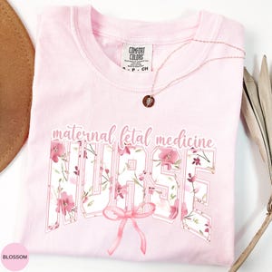 Coquette MFM Nurse Shirt Comfort Colors, Gift for Maternal Fetal Medicine Nurse, Pink Bow Nurse Tshirt, Graduation Gift for MFM Nurse