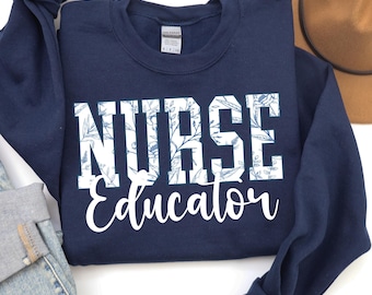 Floral Nurse Educator Crewneck Sweatshirt, Gift for Nursing School Educator
