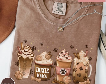 Doxie Mama Comfort Colors Shirt, Dachshund Coffee Lover Dog Mom Gift