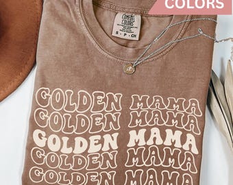 Comfort Colors Golden Mama Shirt, Golden Retriever Dog Mom Gift