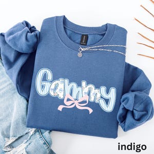 Trendy Coquette Pink Bow Gammy Sweatshirt, Gifts for Gammy Grandma