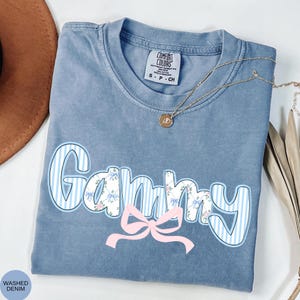 Trendy Coquette Pink Bow Gammy Shirt Comfort Colors, Gift for Grandma Gammy