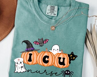 Comfort Colors ICU Nurse Halloween Shirt
