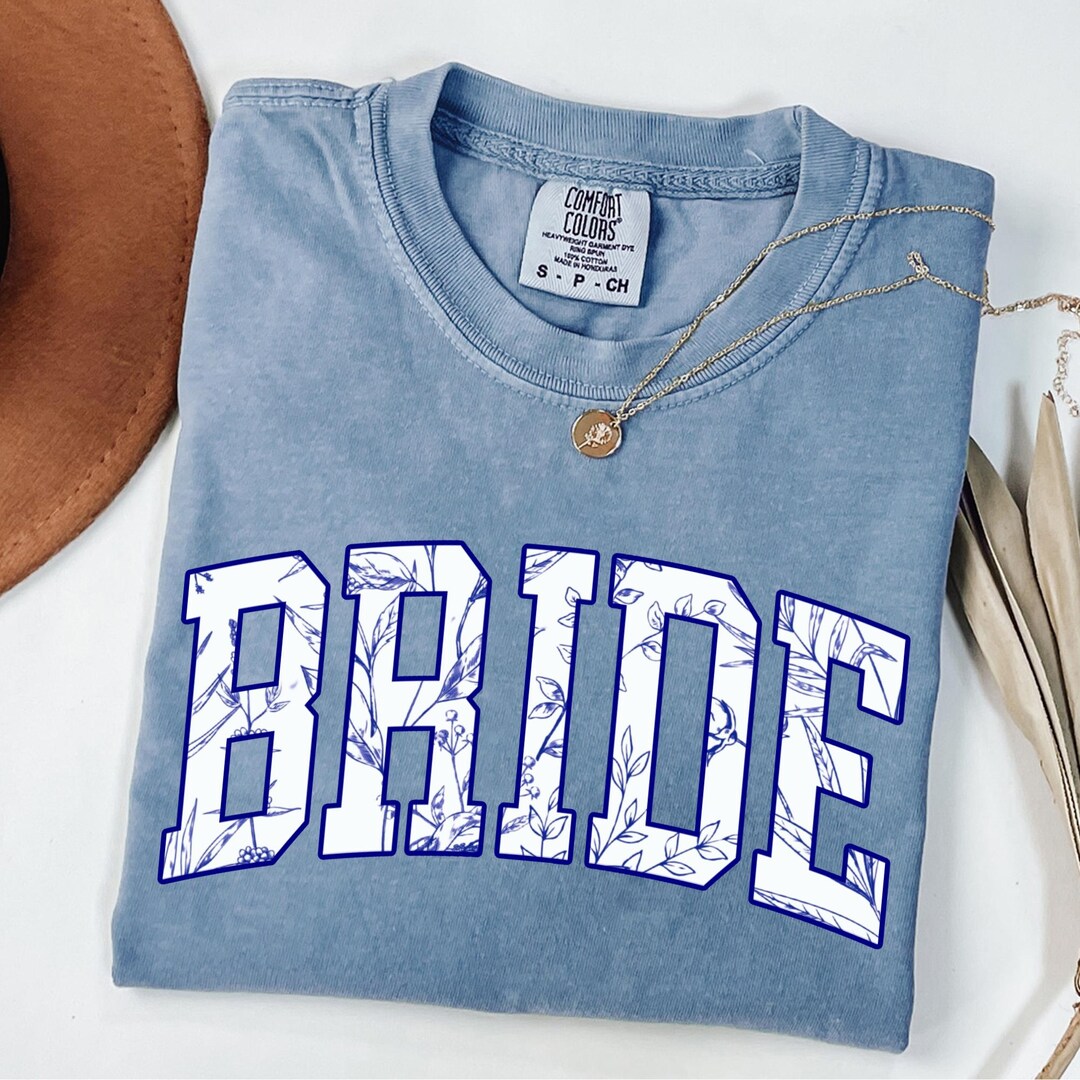 Comfort Colors® Floral Bride T-Shirt, Bride Shirt, Bridal Shower Gift, Honeymoon Vibes, Floral Wildflowers Cottagecore Bride Tshirt, Wifey