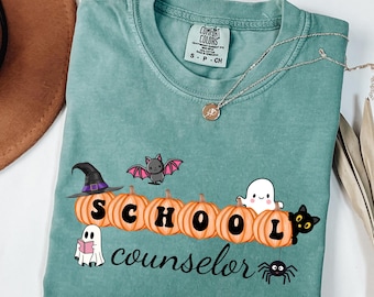 Comfort Colors Halloween School Counselor Shirt, Fall Pumpkin Tee