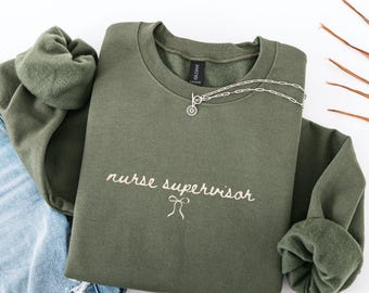 Nurse Supervisor Sweatshirt, Trendy Bow Nursing Shift Supervisor Crewneck