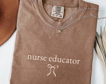 Coquette Bow Nurse Educator Shirt Comfort Colors