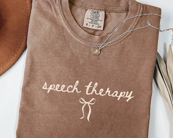 Comfort Colors Speech Therapy Shirt, Trendy Coquette Bow SLP T-shirt, Speech Therapist Gift