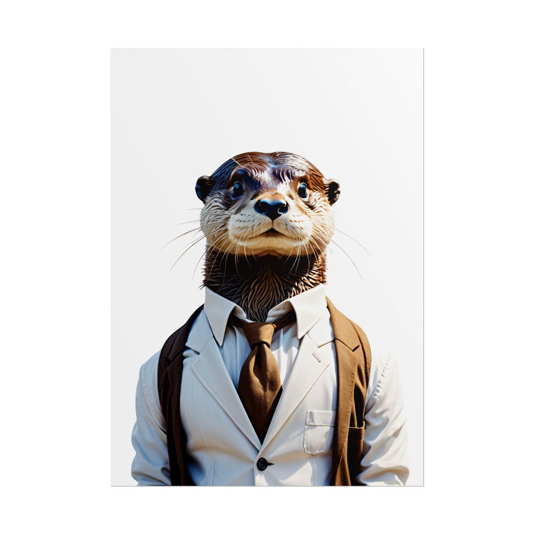 Dapper Otter Portrait Canvas Print | Animal in Suit Wall Art - Etsy