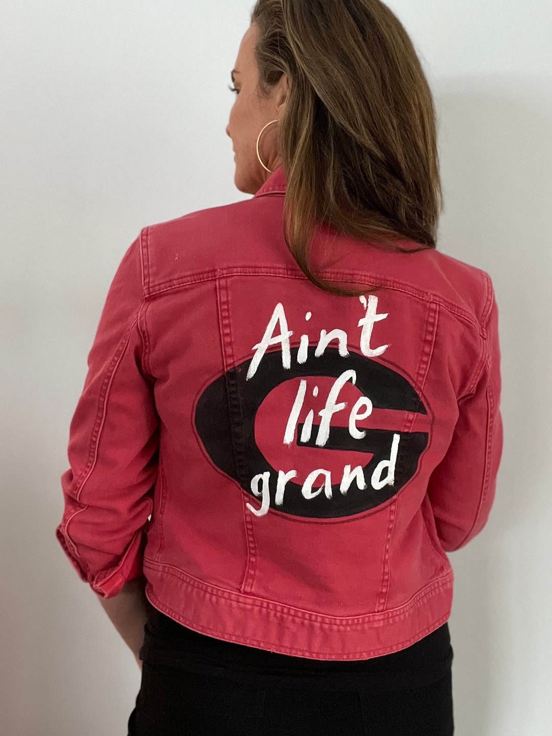 UGA Hand Painted Denim Jean Jacket. - Etsy