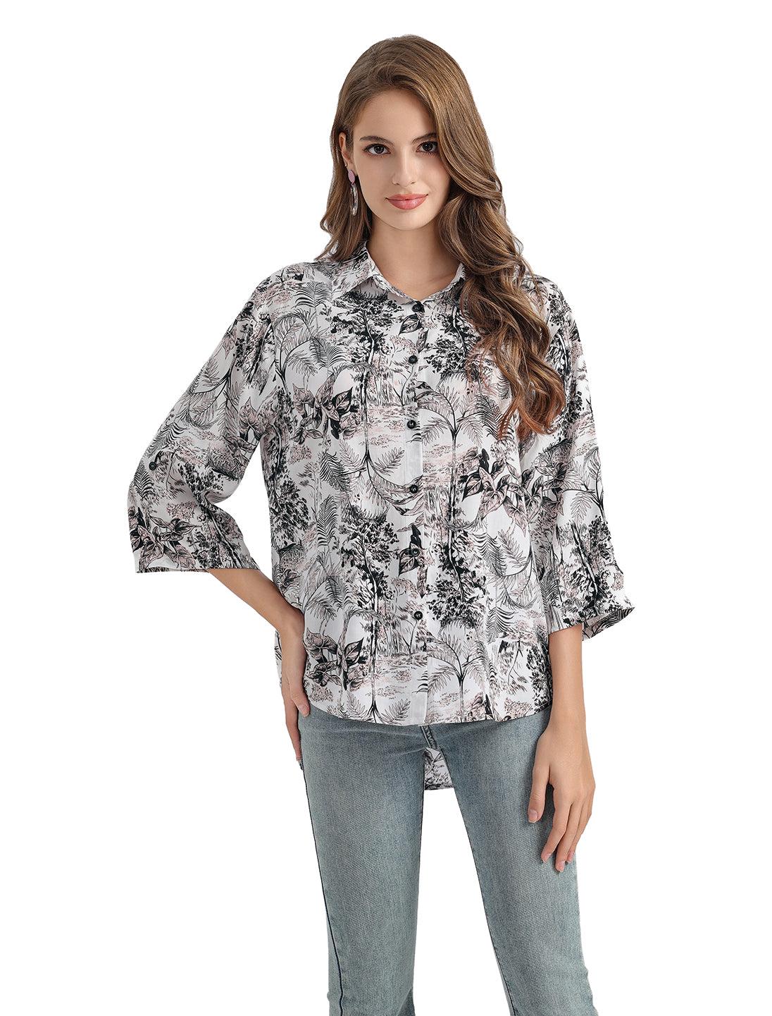Ivicoer Women's 3/4 Sleeve Floral Top - V Neck Loose Tunic Blouse For Summer - View #6