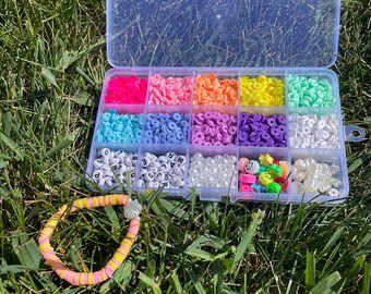Summer Bracelet Kit: Colorful Beads, Letter Beads, Charms