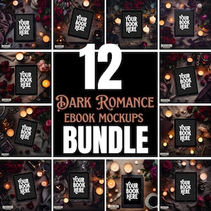 Dark Romance Bookstagram Flatlay Bundle Images | Szablony makiet e-booków Canva | pusty pakiet makiet iPada | Pakiet makiet urządzeń | Romantyczny TBR