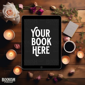 Adult Fantasy Bookstagram Flatlay | okładka ebooka | pusta makieta iPada | cyfrowa okładka książki | Cottagecore eBook Mockup I Canva Device Book Mock