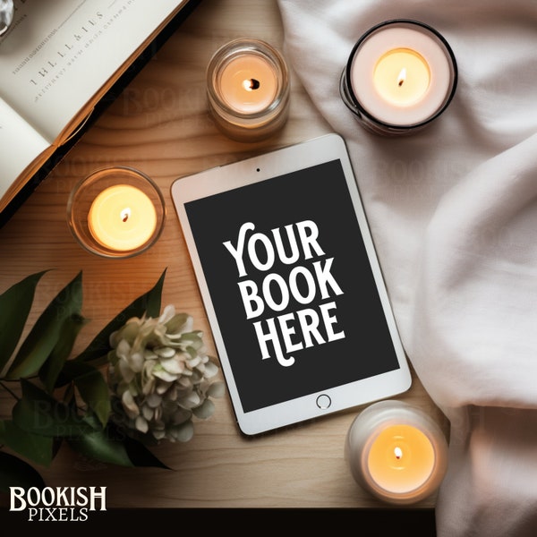 Romantic Comedy Bookstagram Flatlay | Blank Kindle Mockup | eBook mockup | ebook cover | blank ipad mockup | Book Mockup Canva | Cozy Hygge