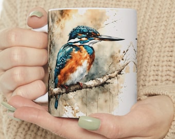 Kingfisher coffee mug, kingfisher mug, cute mug, gift for Her, gift for Him, gift for Friend, wildlife mug
