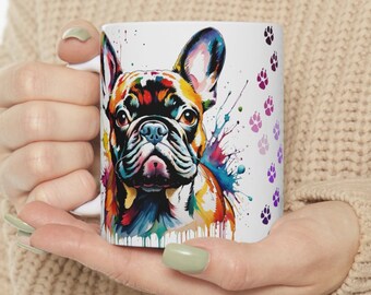 French Bulldog, French Bulldog portrait coffee mug, ceramic mug 11oz, pet portrait, mug for dog lovers, gift for pet lovers