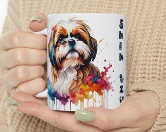 Shih Tzu, Shih Tzu portrait coffee mug, ceramic mug 11oz, pet portrait, mug for dog lovers, gift for pet lovers