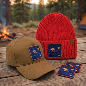 Camping Beanie & Cap Set, Interchangeable Patch Hat Bundle, Gift for Outdoor Lovers