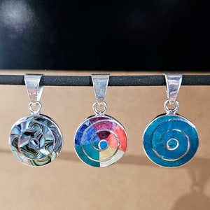 Pachamama pendant in 950 silver with stone inlays, Peruvian crafts, pendant of different precious stones.